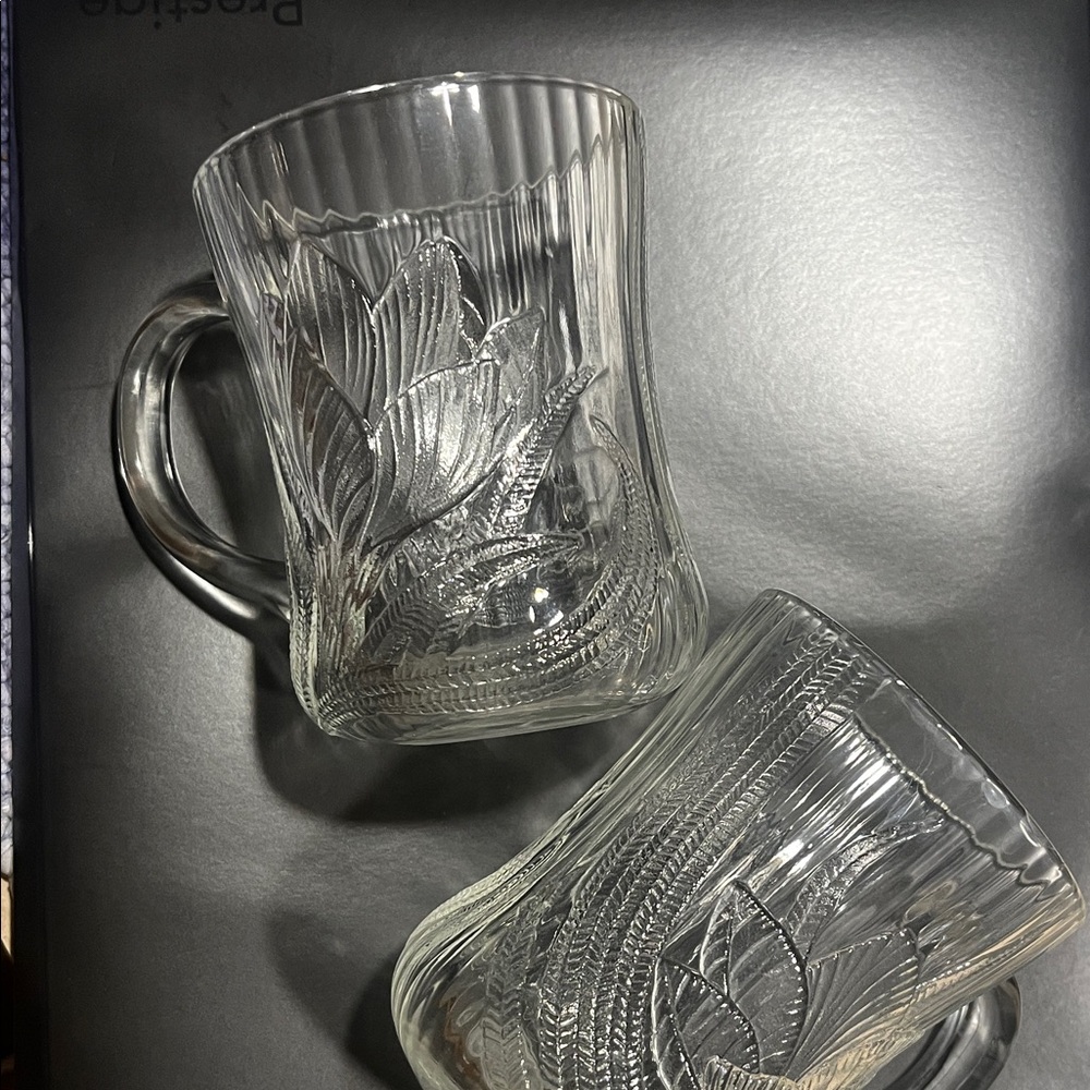 Clear Floral Embossed Glass Mug - Classic Clear